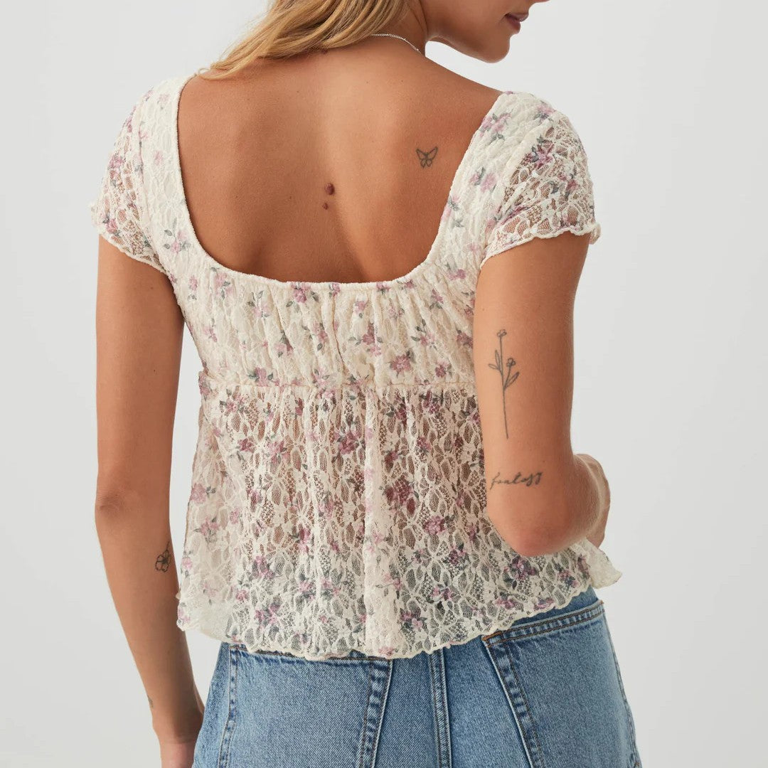 Floral Lace Peasant Top